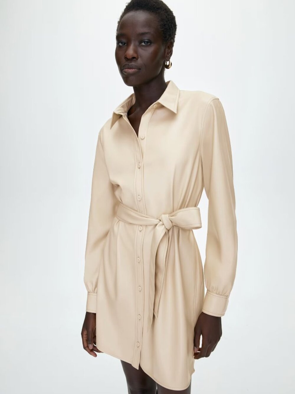 Aritzia Wilfred Caroline Vegan Leather Dress Cream Size XS